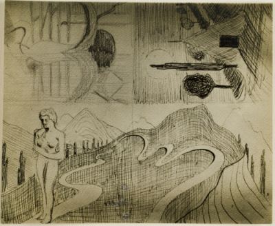MKČ.  Ožiaragio ir Žuvų kompozicijų eskizai 12 paveikslų ciklui „Zodiakas“, 1906