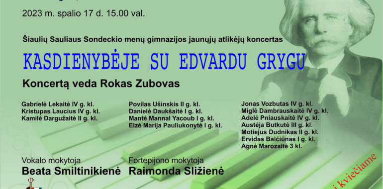 „Kasdienybėje su Edvardu Grygu“ | S. Sondeckio menų gimnazijos jaunųjų atlikėjų koncertas